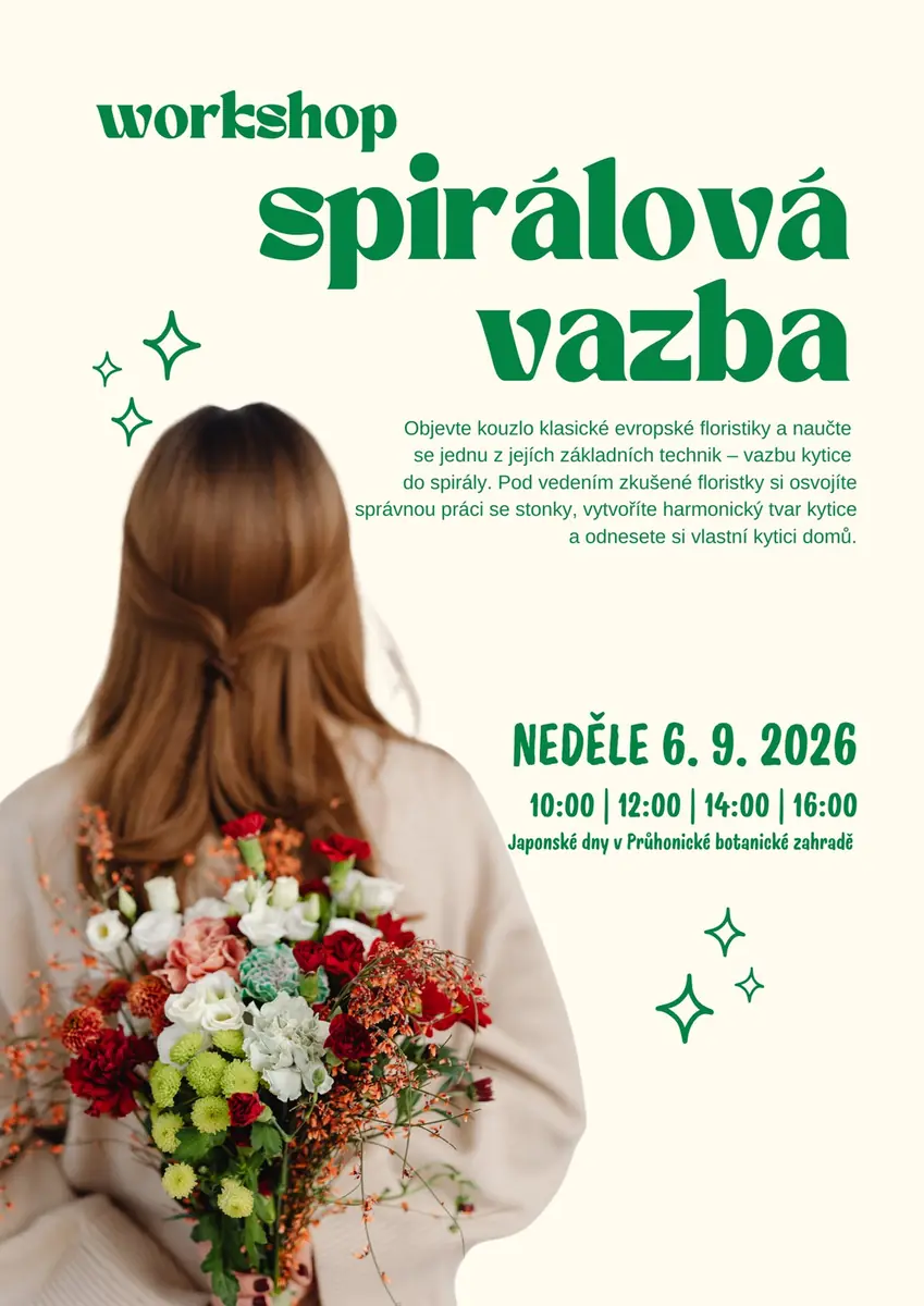 Vazba kytice do spirály — Botanická zahrada Průhonice, Průhonice