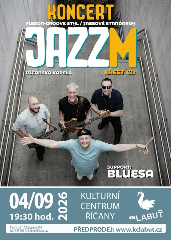 JazzM – KŘEST CD / support: Bluesa — KC Labuť, Říčany