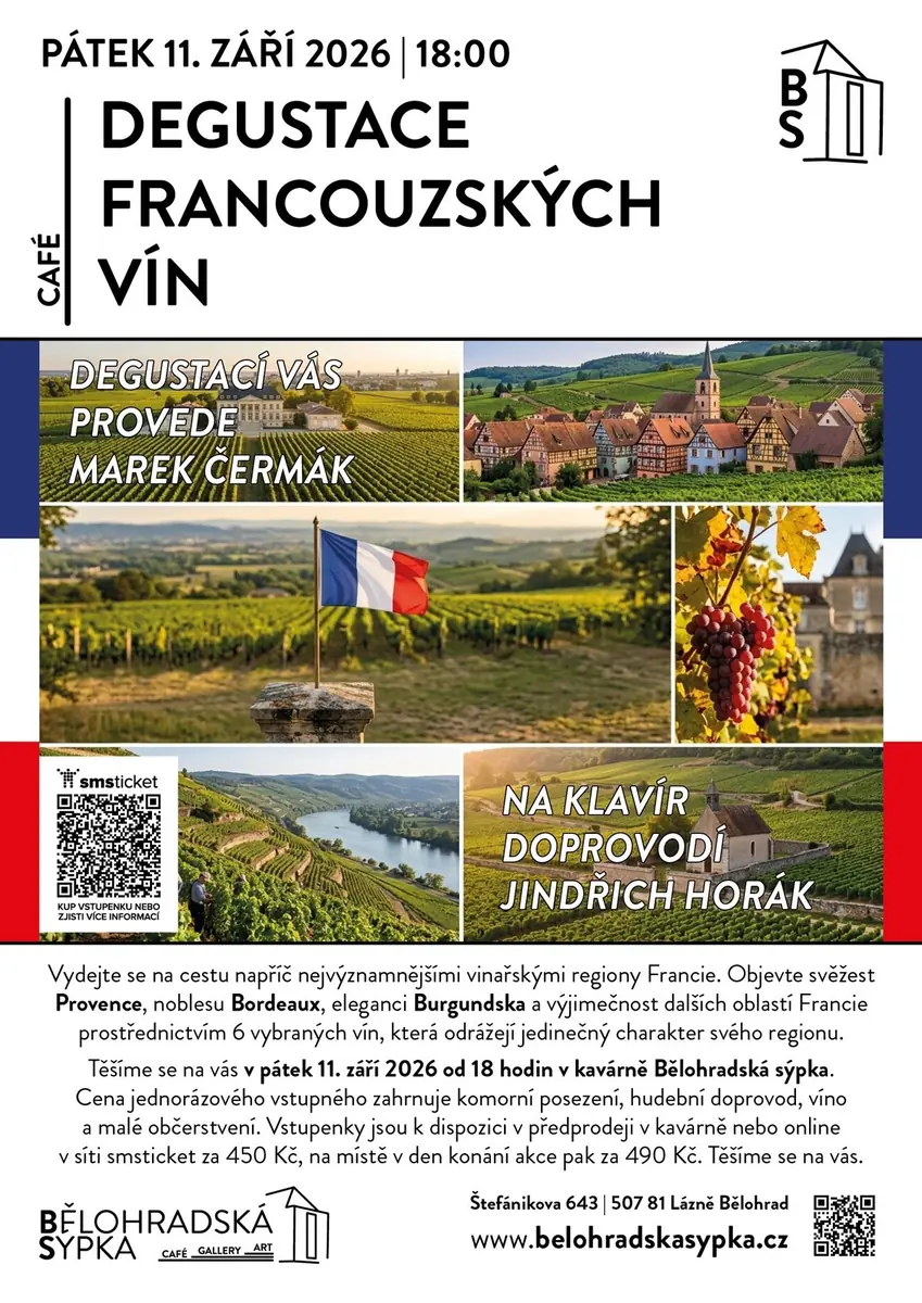 Degustace francouzských vín — Bělohradská sýpka, Lázně Bělohrad
