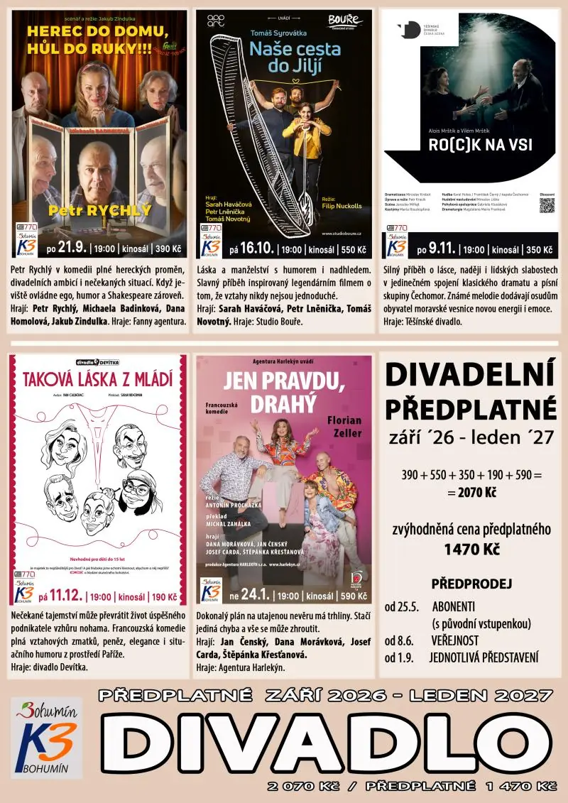 Divadelní předplatné 2026/2027 — K3 Bohumín - Kino, Bohumín