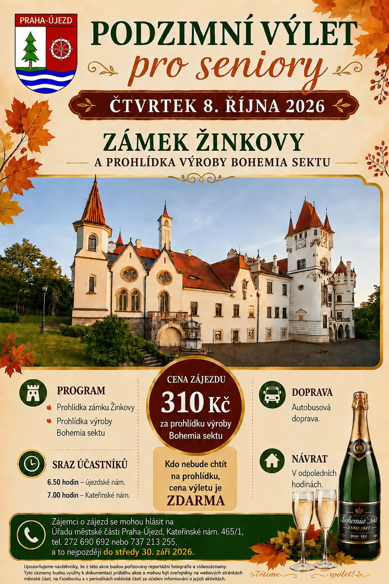 Herbstausflug für Senioren - Donnerstag, 8. Oktober 2026 — Újezd, Prag