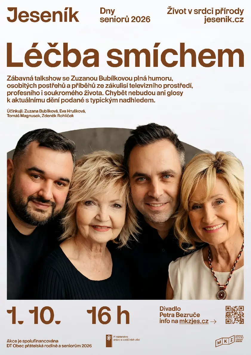HEALING WITH LAUGHTER: Talk Show with Zuzana Bubílková (Jeseník Senior Days 2026) — Divadlo P. Bezruče, Jeseník