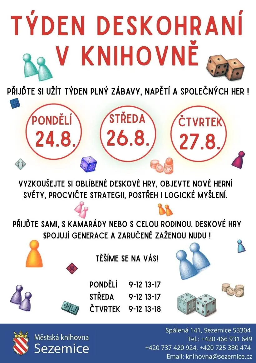 Týden deskohraní v knihovně — Turistické informační centrum Pardubice, Pardubice