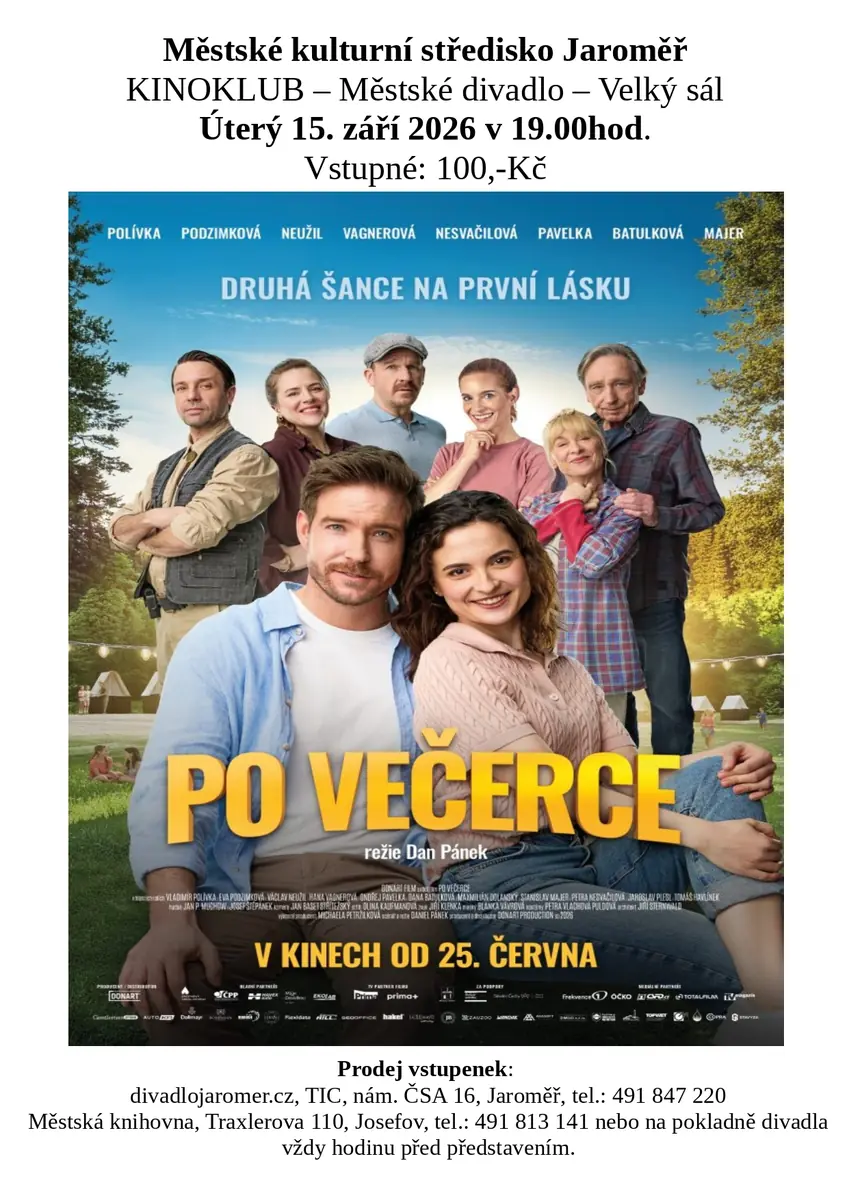 Kinoklub – PO VEČERCE — Městské divadlo, Jaroměř