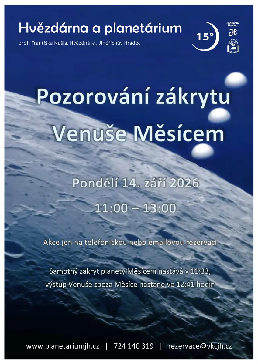 Спостереження покриття Венери Місяцем — Hvězdárna a planetárium prof. Františka Nušla, Йиндржихув-Градець