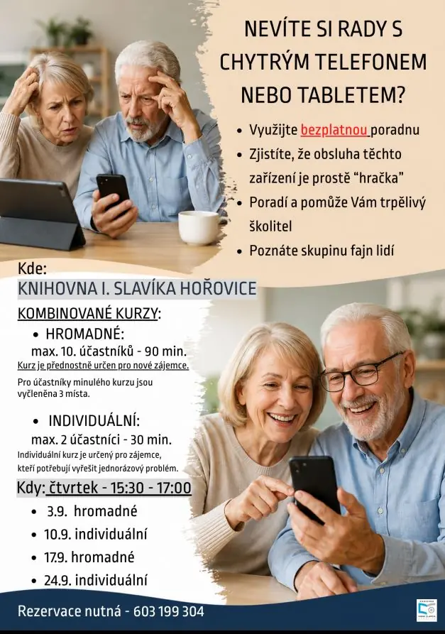 Консультація з роботи зі смартфонами: індивідуальні курси — Společenský dům, Горовиці