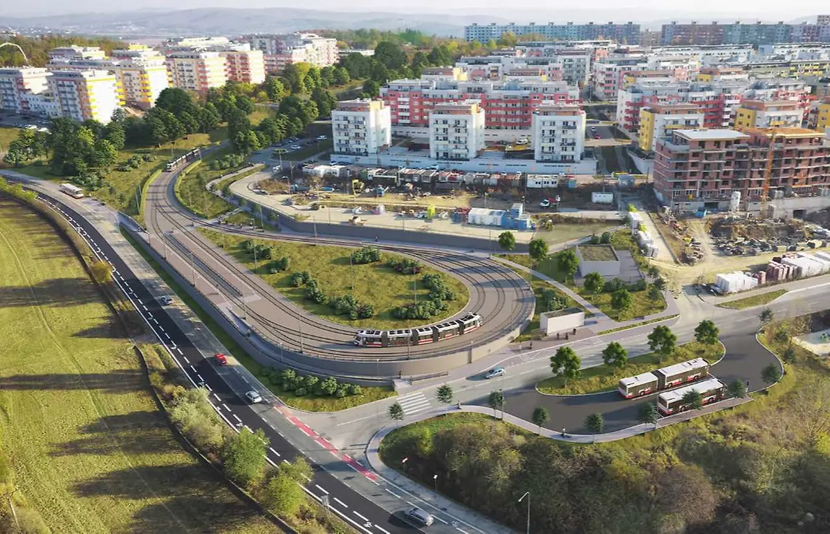 Trať, která spojuje: Novou šalinou na Kamechy — Tramvajová zastávka Ečerova, Bystrc