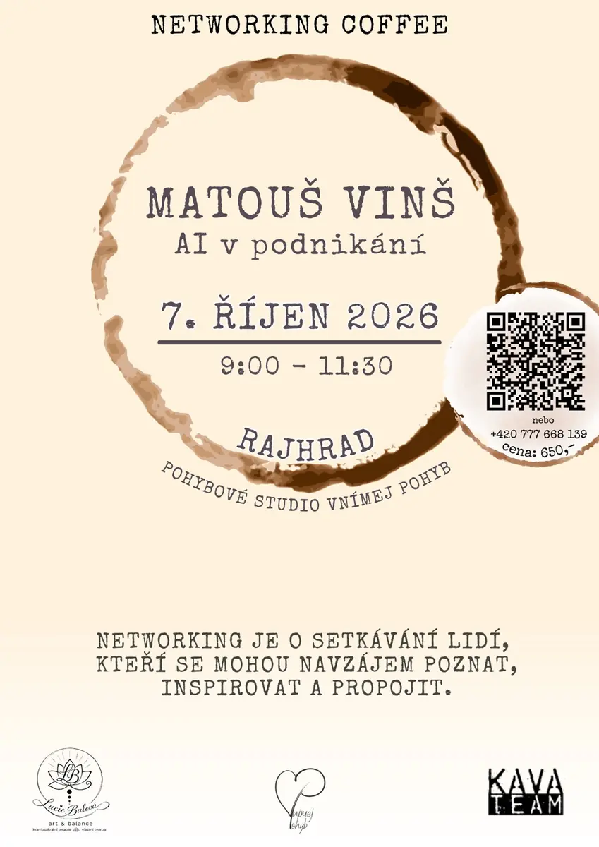 Networking Coffee s Matoušem Vinšem — Vnímej pohyb, Rajhrad