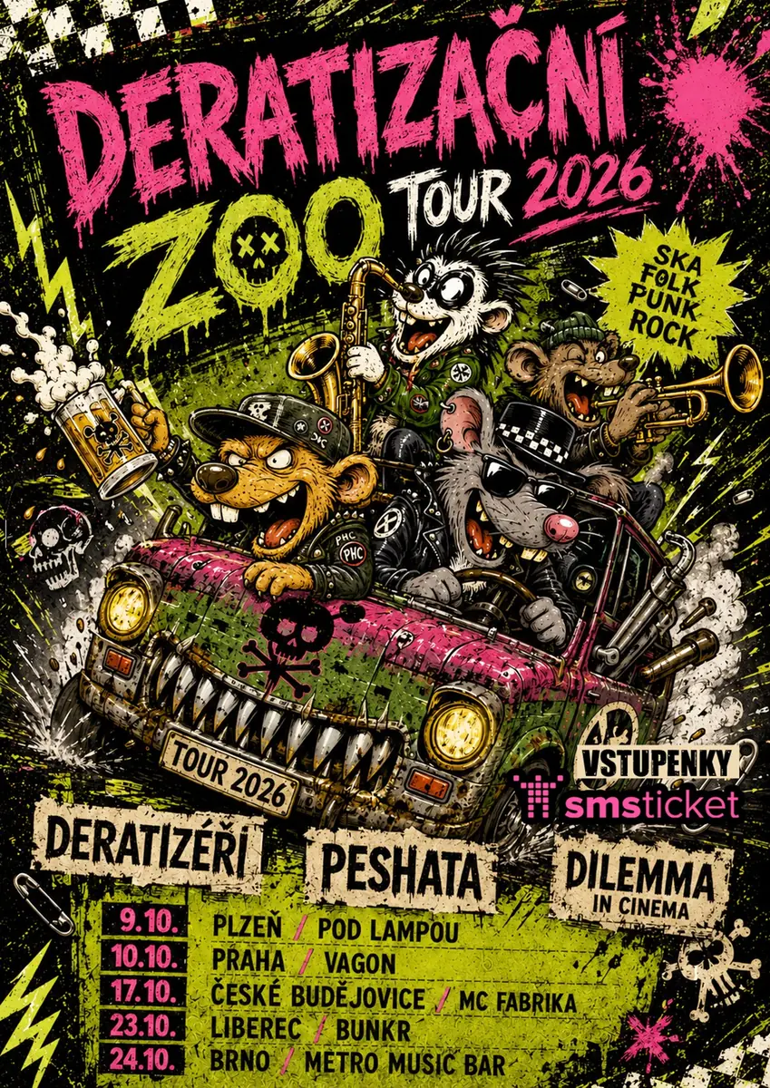 Deratizační Zoo Tour 2026 — Bunkr Music Club, Liberec