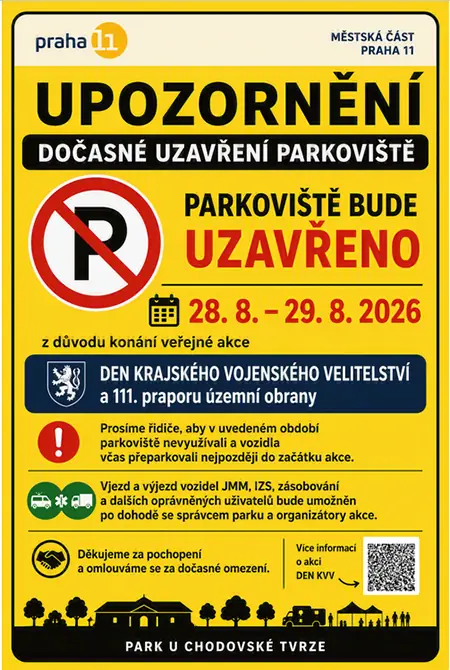 Informationen zum Tag des Regionalkommandos und des 111. Bataillons der Territorialverteidigung — Radotín / Jižní Město / Malešice, Prag