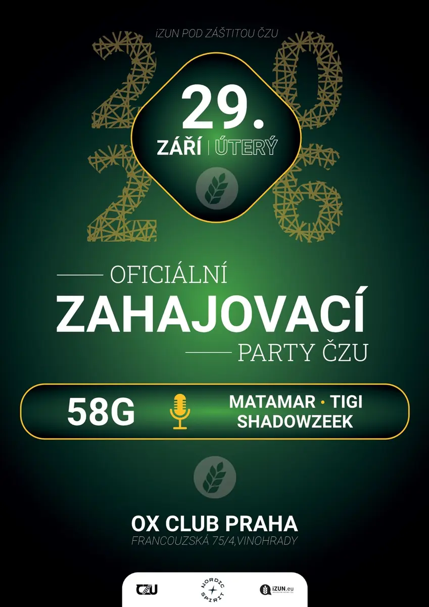 Oficiální Zahajovací party ČZU 2026 — OX Club, Praha