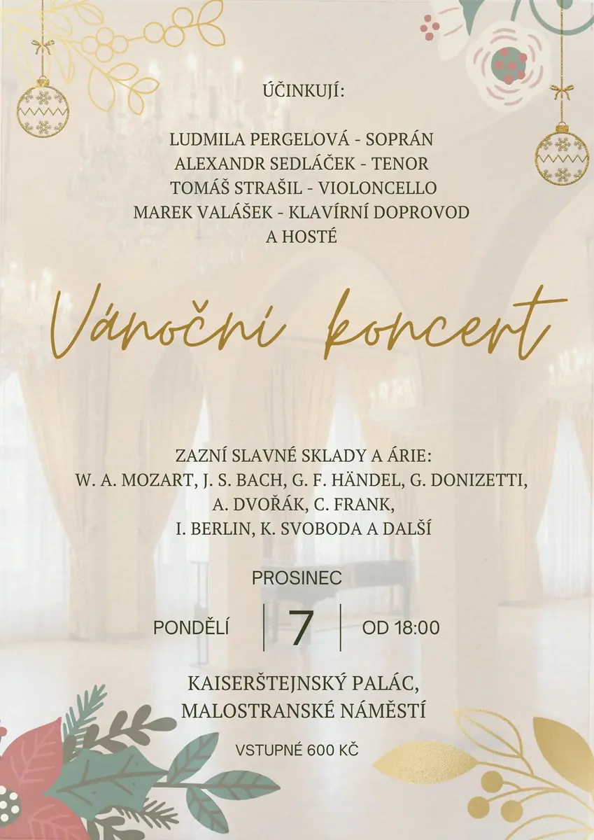 Vánoční koncert — Kaiserštejnský palác, Praha