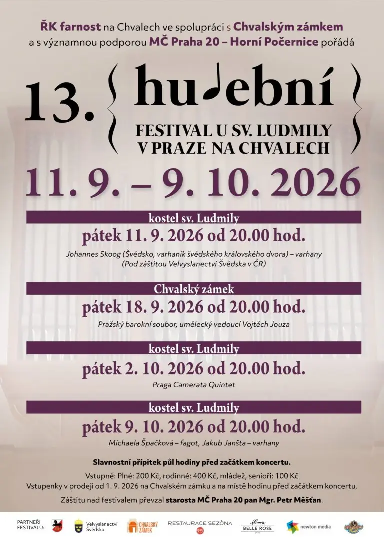 Hudební festival u sv. Ludmily v Praze na Chvalech – Pražský barokní soubor — Chvalský zámek, p.o., Praha