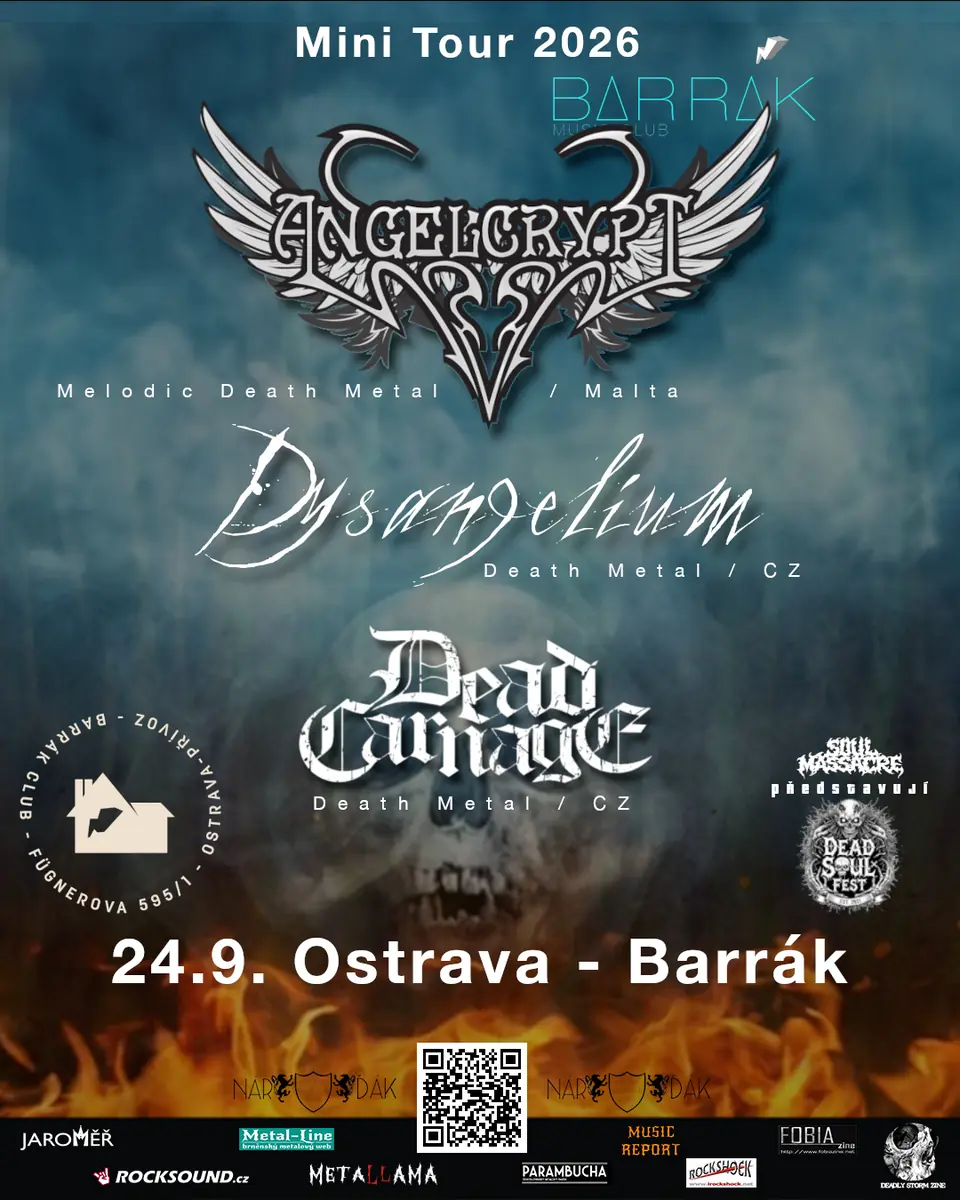 ANGELCRYPT (Malta), DYSANGELIUM, DEAD CARNAGE — Barrák, Острава