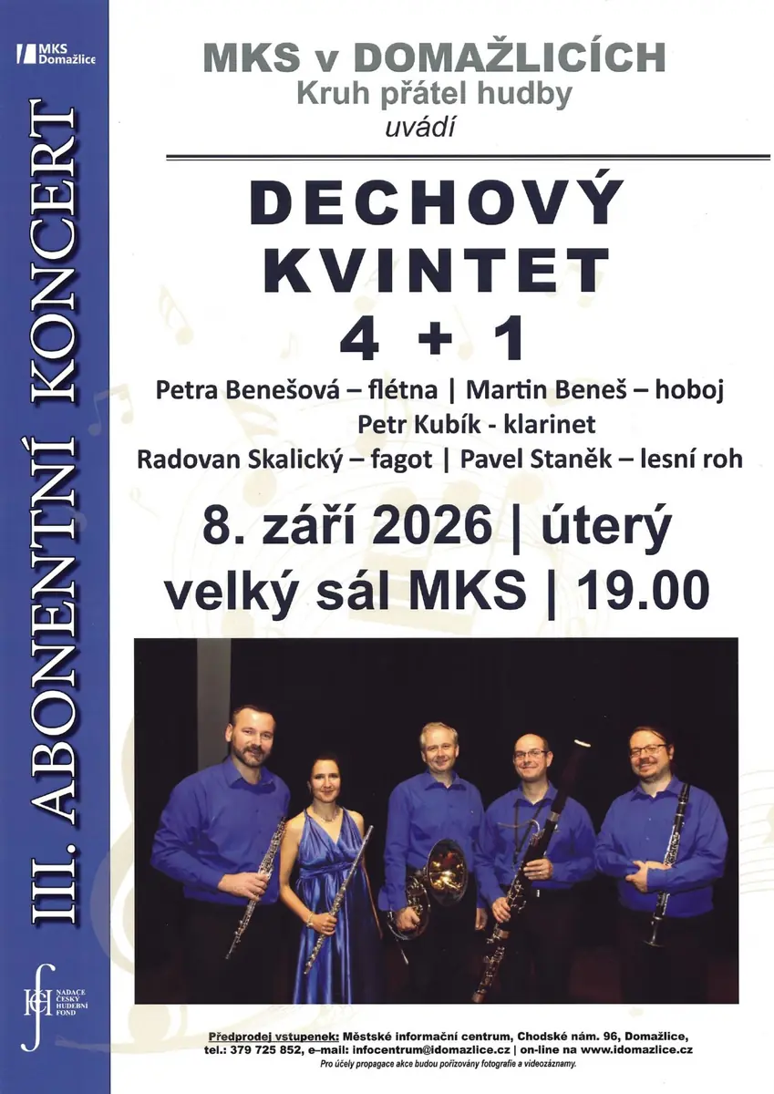 Circle of Friends of Music: Wind Quintet 4 + 1 — MKS | velký sál, Domažlice