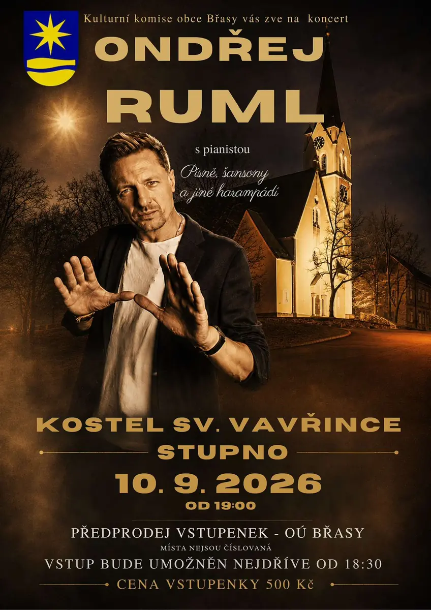 Ondřej Ruml s pianistou — Kostel Svatého Vavřince, Stupno, Rokycany