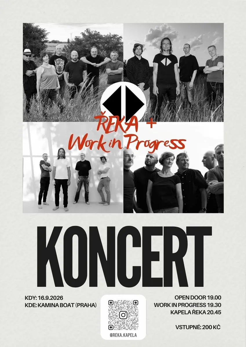 Řeka + Work in Progress Concert — Kamina boat, Prague