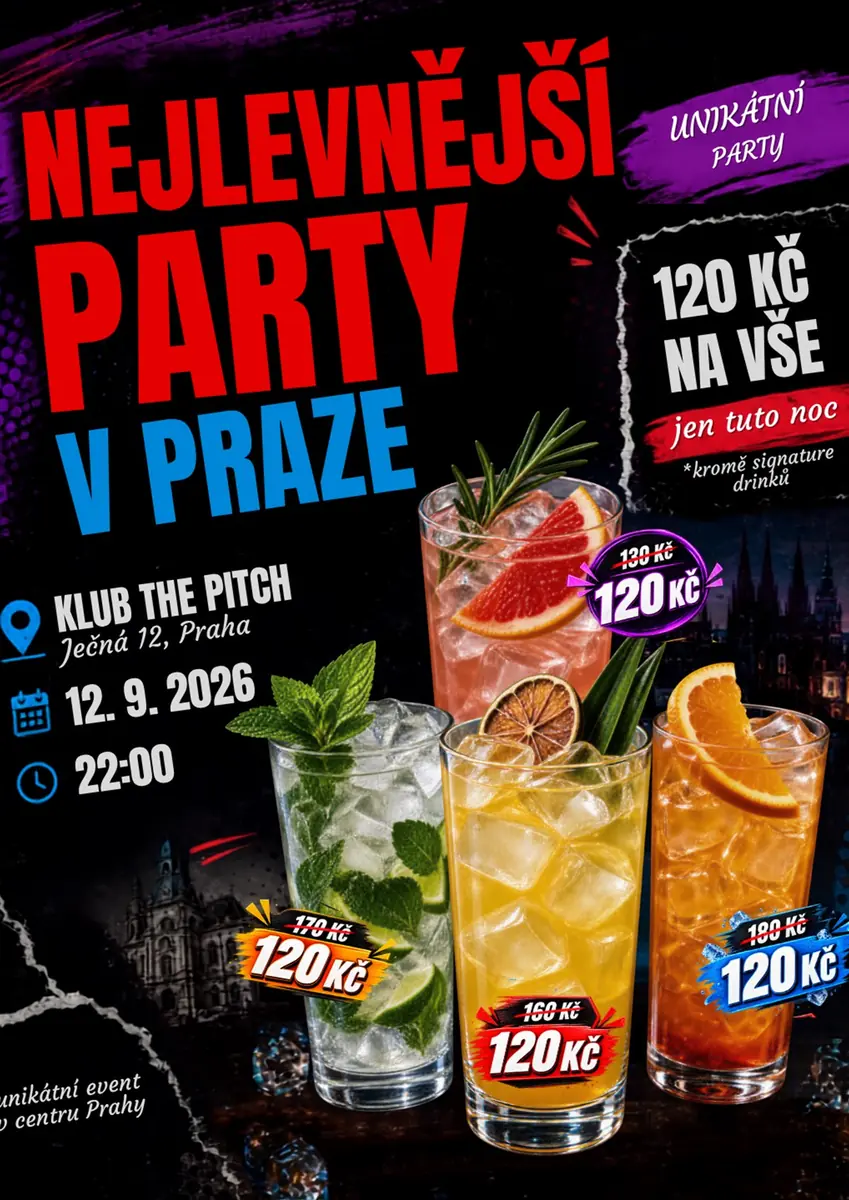 Nejlevnější Party v Praze — The Pitch Club, Praha