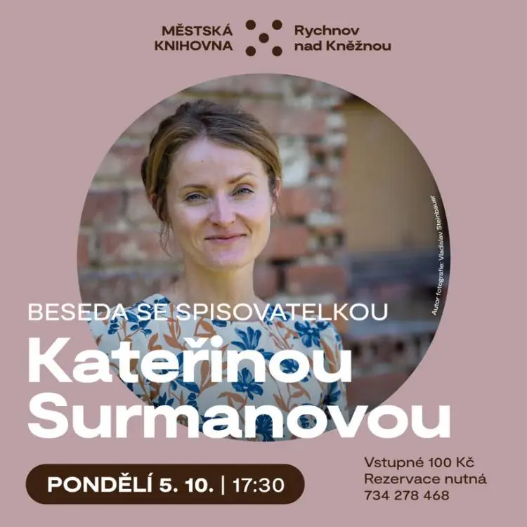Beseda se spisovatelkou Kateřinou Surmanovou — Pelclovo divadlo, Rychnov nad Kněžnou