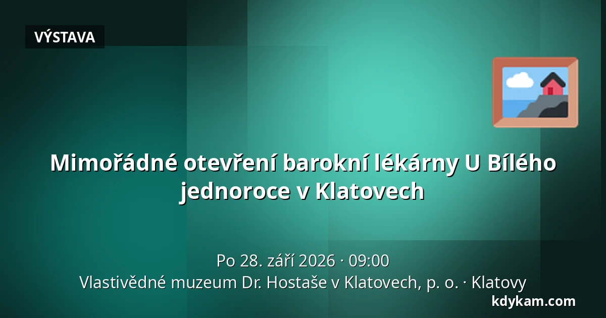 Mimořádné otevření barokní lékárny U Bílého jednoroce v Klatovech — Vlastivědné muzeum Dr. Hostaše v Klatovech, p. o., Klatovy