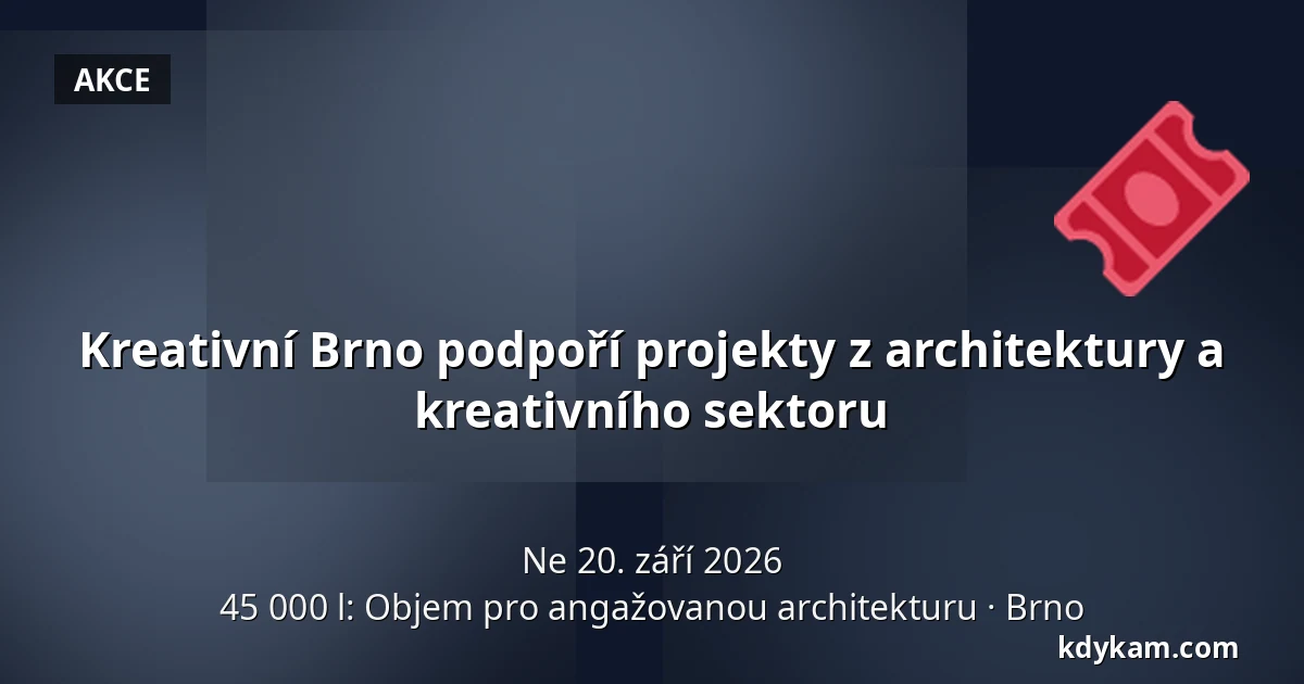 Kreativní Brno podpoří projekty z architektury a kreativního sektoru — 45 000 l: Objem pro angažovanou architekturu, Brno