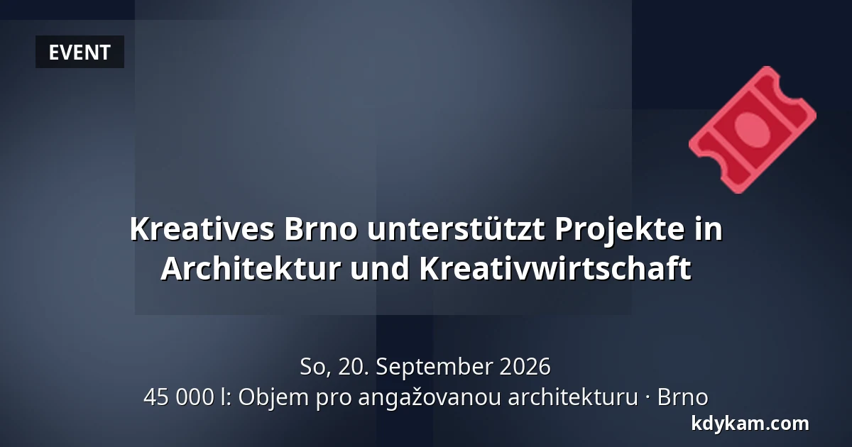 Kreatives Brno unterstützt Projekte in Architektur und Kreativwirtschaft — 45 000 l: Objem pro angažovanou architekturu, Brünn