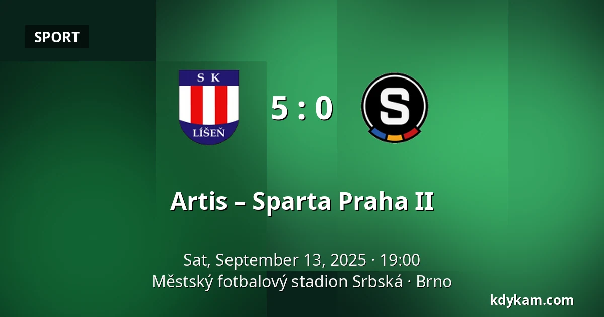 Artis – Sparta Praha II — Městský fotbalový stadion Srbská, Brno