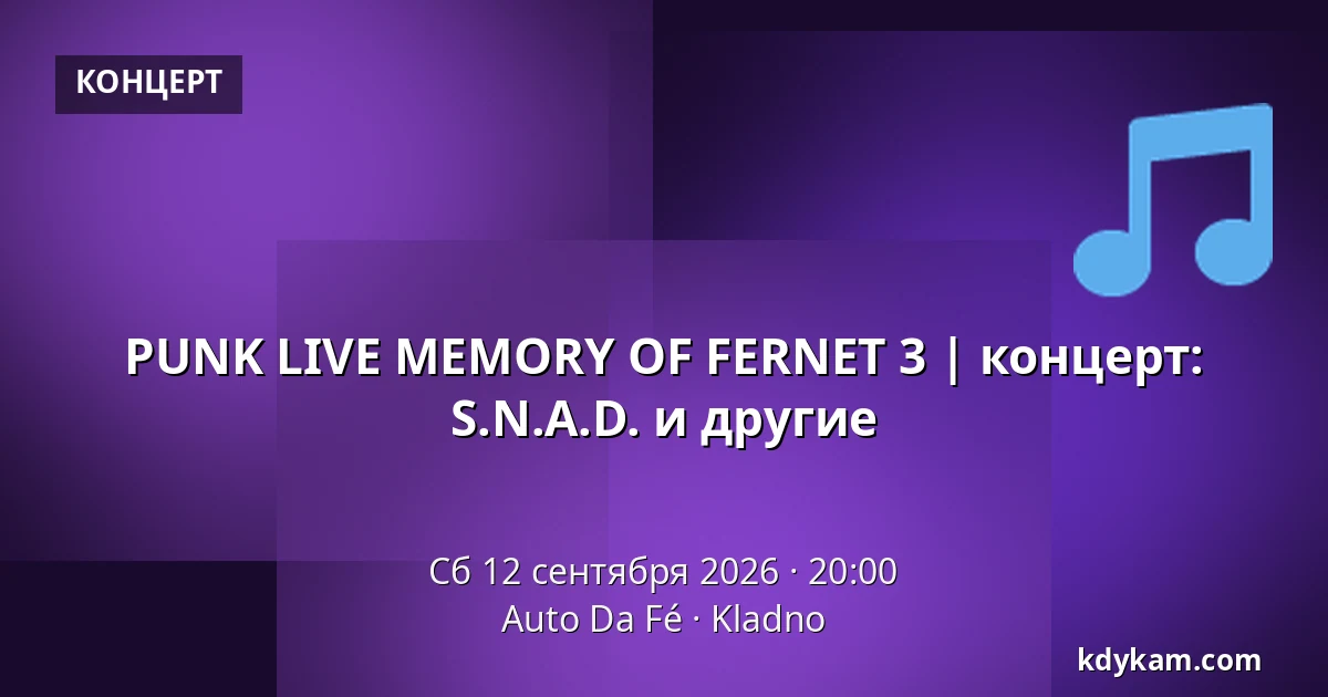 PUNK LIVE MEMORY OF FERNET 3 | концерт: S.N.A.D. и другие — Auto Da Fé, Кладно