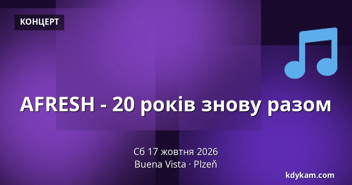 AFRESH - 20 років знову разом — Buena Vista, Пльзень