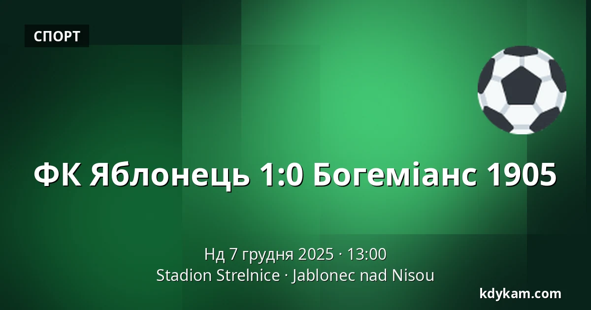 ФК Яблонець – Богеміанс 1905 — Stadion Strelnice, Яблонець над Нісоу